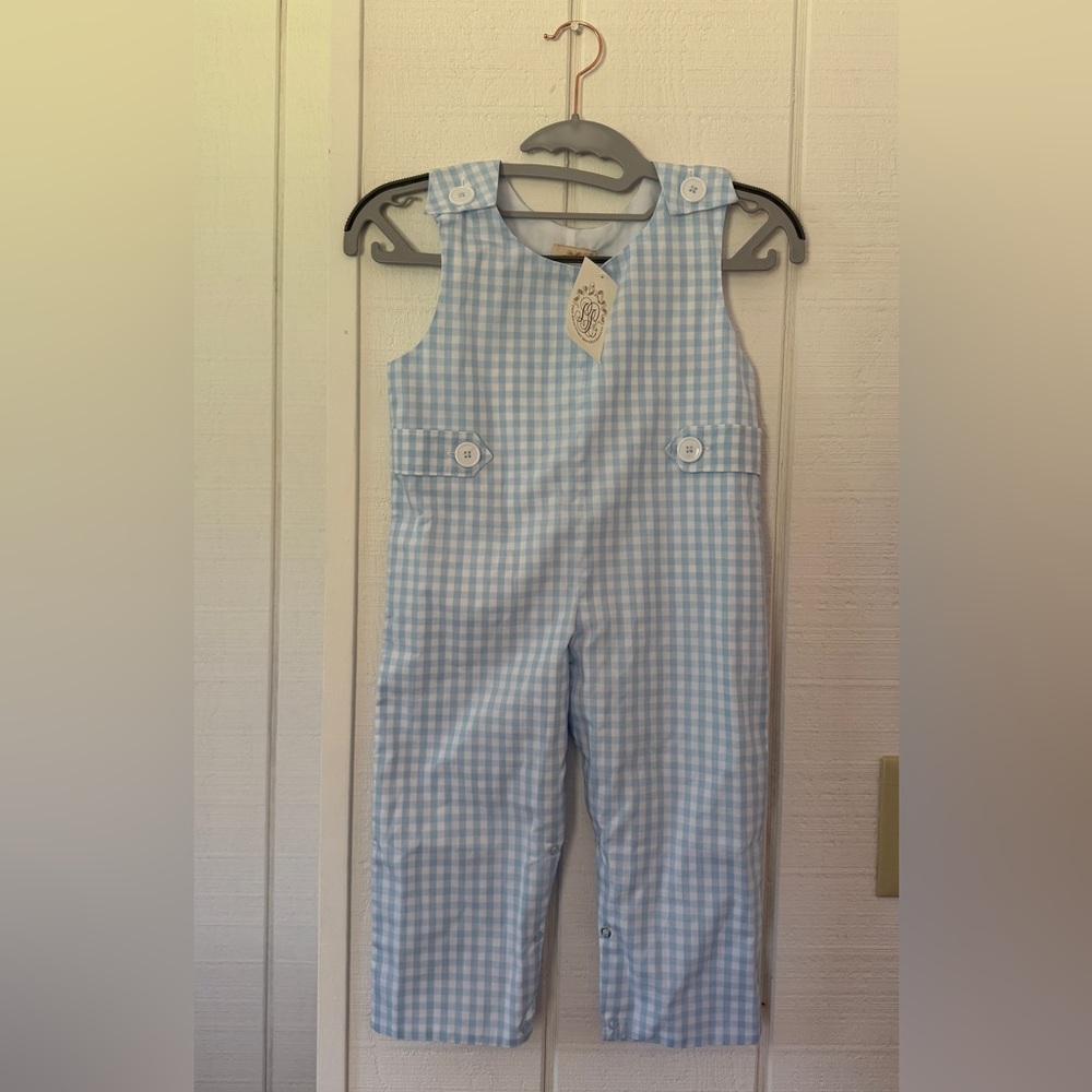 The Beaufort Bonnet Company Blue Gingham longall 2T